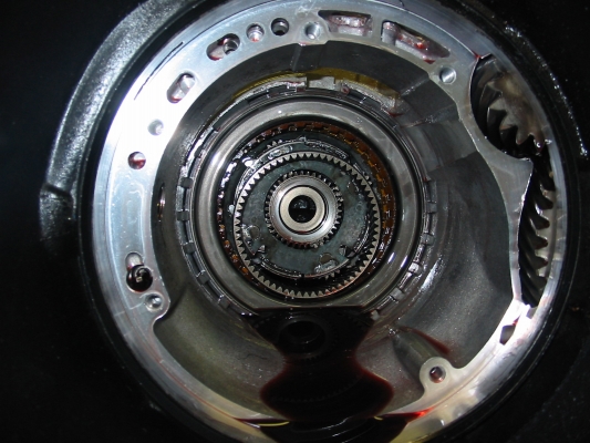 The rear planetary gear has broken in half. The gear cracked and then separated, breaking the weld.
