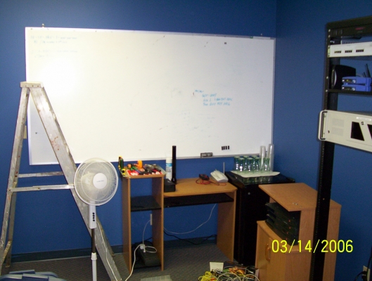 Whiteboard and workbench moved in
