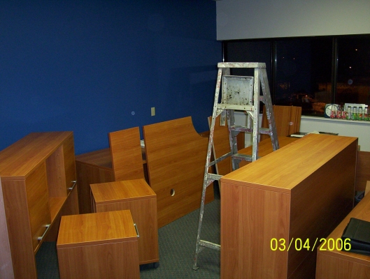 Desks arrived in pieces at the new office.
